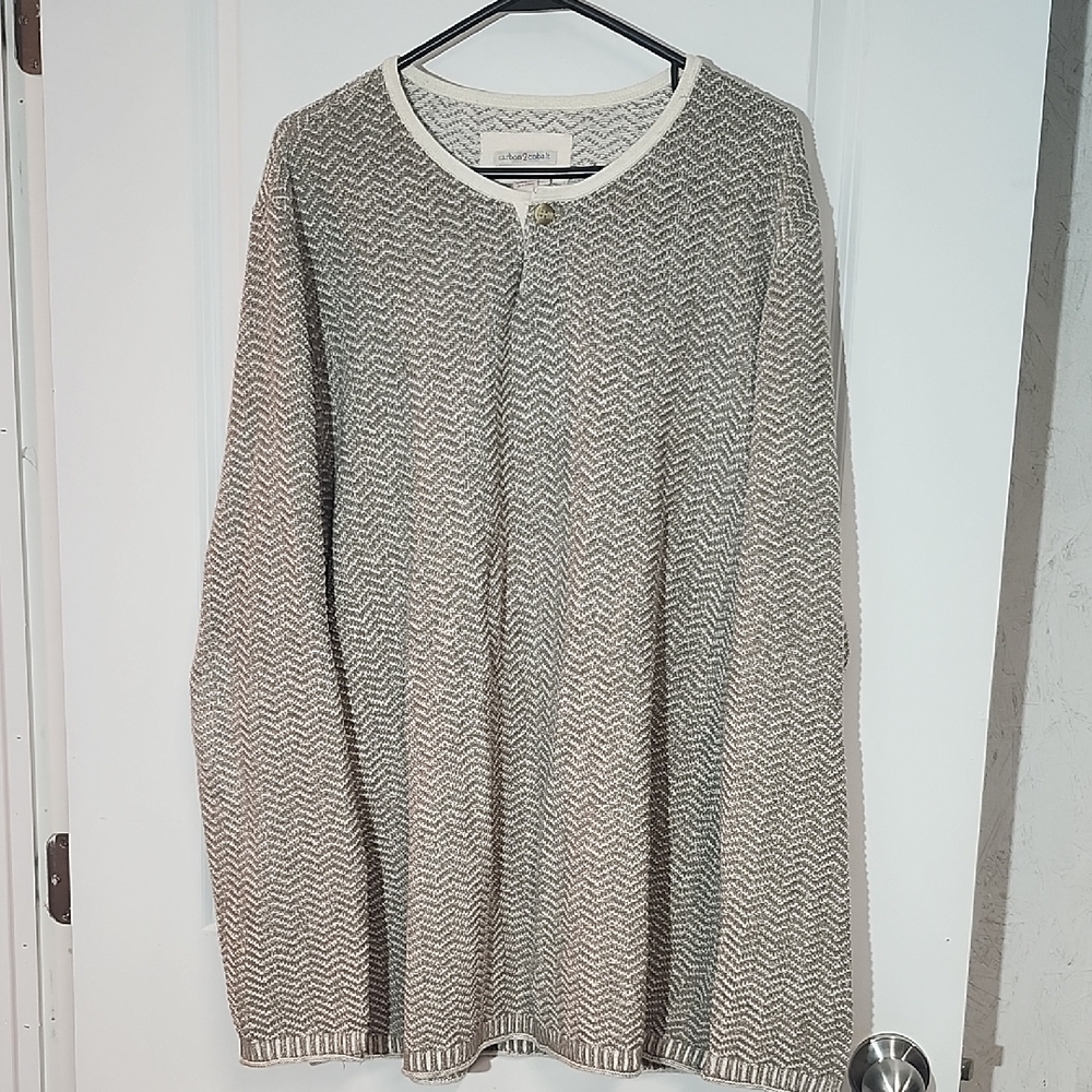 croft & barrow Men’s Cream and Gray Chevron Cardigan